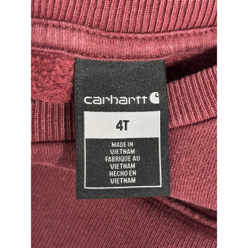 Carhartt Kids 4T Burgundy Maroon Fleece Embroidered Logo Sweatshirt TK6342-B